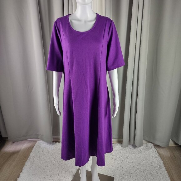 Jessica London Stretch Knit, Purple Midi Dress Women’s Size 18 - Picture 2 of 12